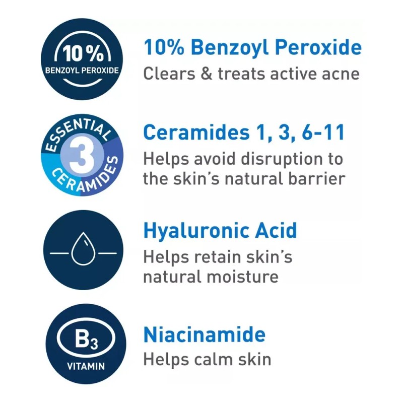 Cerave Acne Control Con 10 % De Bpo Limpiador Facialespumoso