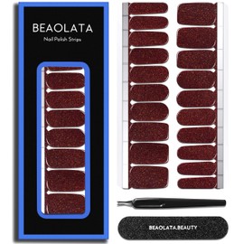 Beaolata Nail Polish Strips Long Lasting, 20Pcs Wraps, Easy Apply& Remove Salon Quality Gel Nail Stickers (Melting Brown)