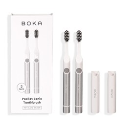 Boka Sonic Electric Toothbrush for Adults 2 pk - 24000 VPM w/Standard & Sensitive Modes - Waterproof & Up to 120 Battery Life w/Travel Cover & Mirror Mount - Automatic Smart Timer, Non-Slip Handle