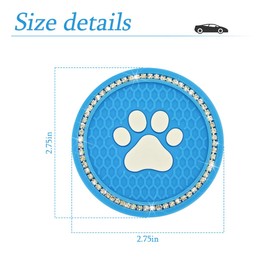 CGEAMDY 2 PCS Car Cup Holder Pads, Crystal Rhinestone PVC Paw Car Cup Pad, Universal Auto Anti Slip Cup Holder Insert Mat, Bling Mats Car Interior Accessories for Women & Men(Blue-White)