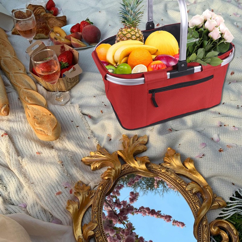 Picnic Basket, SIYUAN Shopping Basket with Handle 22L Collapsible Grocery