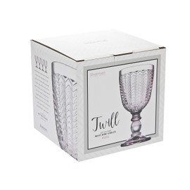 Twill White Wine Goblet Beverage Glass Cup by Godinger – Rose Pink – 6oz, Set of 4