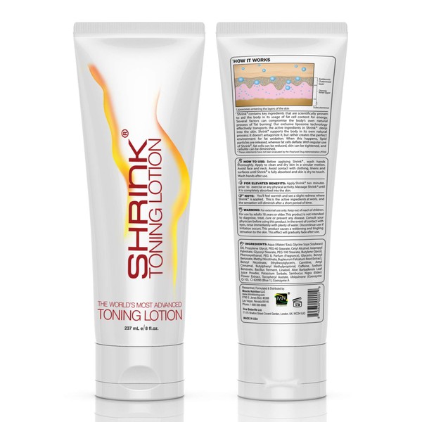 shrink Toning Lotion – Thermogenic Thigh and Belly Cream for Women and Men; Firming Cream for Legs, Arms, Butt, Stomach and Back - (8oz Tube)