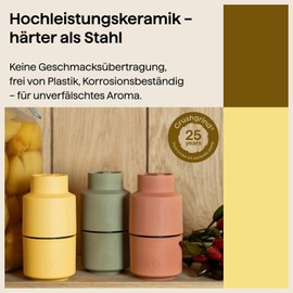 Crushgrind Billund Spice Mill with Ceramic Grinder, Mint Green, Salt and Pepper Mill with Adjustable Grinding Level for Coarse Salt, Herb Mill Made of High-Quality Sustainable Materials (Lime)