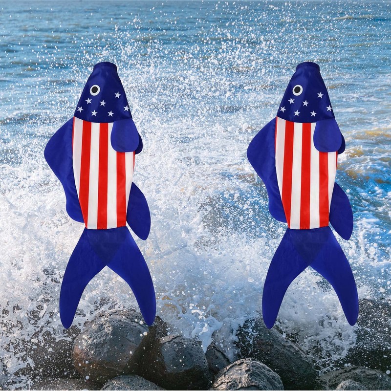 THQZLH USA American Fish Wind Sock Patriotic Wind Socks for