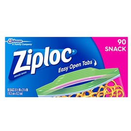 Ziploc Snack Bags, Easy Open Tabs, Ideal for packing cookies, fruits, vegetables, chips and more, 90 Count