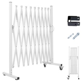 AkiiGer Metal Expandable Barrier Fence for Dogs, Portable Barricade Gate with Casters, Foldable Pet Gate Indoor Outdoor for Rooms, Stairs, Driveway, Garage, Yard, Doorways, 9 Feet, White