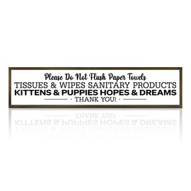 Funny Bathroom Wood Sign, Please Do Not Flush Sign, Kittens and Puppies Funny Bathroom Sign, Farmhouse Bathroom Sign, Kids Rustic Bathroom Sign, Home Wall Decor Wood Framed, Housewarming Gift