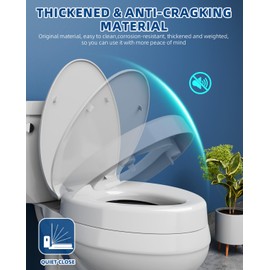 SAILTOK Elevated Toilet seat 3 inch, Elongated Toilet seat risers for Seniors, Slow Close, Heavy Duty, Never Loosen, Raised Toilet seat Elongated Bowl, White(18.5)