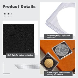 Udbrud Pack of 40 Coin Case for Push-in Coin Case with Round Compartments Coin Snap Holder Acrylic Silver Dollar Coin Holder for Collectors Coin Sleeves Collectors for Coin Collection Supplies