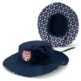 ChalkTalkSPORTS Soccer Bucket Hat - Adjustable | Cooling | Wide Brim Boonie | Outdoor & Beach Sun Hat | Men & Women | USA Flag