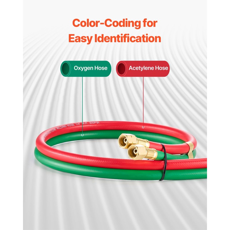 VEVOR Oxygen Acetylene Hose, 1/4-Inch x 25FT Oxy Acetylene Hose