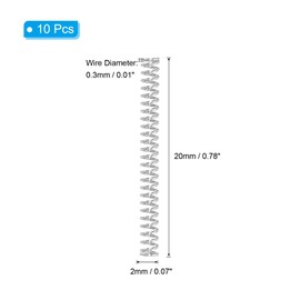 PATIKIL Compression Spring, 0.3mm Wire Dia x 2mm OD x 20mm L, 10 Pcs 304 Stainless Steel Mechanical Extension Small Springs Pen Springs Assortment Kit for Shop and Home Repairs