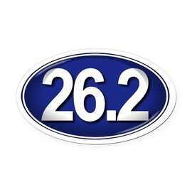 CafePress 26.2 BLUE Marathon Oval Car Magnet, Euro Oval Bumper Magnet
