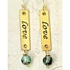 Gold and Green Love Dangle Earrings. Jewelry Earrings for Women