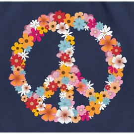 Shirtracer - Statement with saying - Peace Flower Power - gym bag and fabric bag made of cotton, 3 Navy Blue, Einheitsgröße