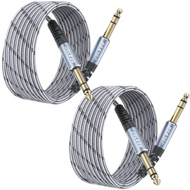 JOLGOO 1/4 Inch TRS Cable 10ft 2-Pack, 1/4 Inch Guitar Cable 10 Ft, 6.35 Balanced Interconnect Line for Electric Guitar, Bass, Keyboard, Mixer, Amplifier, Speaker, Electric Mandolin, pro Audio