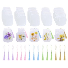 Transparent Dried Flower Bookmarks Set Penta Angel 20Pcs Cute Bottle Shape Handmade DIY Clear Pressed Floral Page Markers Clips with 20Pcs Colorful Tassels for Reader Graduation (Honeypot, 20)