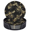 Famame 6 Pcs Gold Bee Seamless Leather Coasters for Drinks