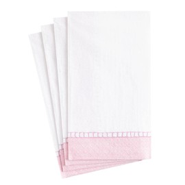 Caspari Linen Border Disposable Bathroom Paper Guest Towel Napkins in Petal Pink - 15 Per Package