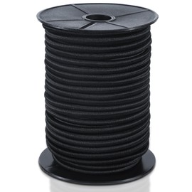 Wesnoy 3/16 Inch 100ft Shock Cord, Black Elastic Cord, Marine Grade Shock Cord Polyester Stretch Cord Bungee Rope for DIY Projects, Tie Downs, Recreation, Indoor and Outdoor Use