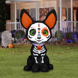 Gemmy Airblown Inflatable DOD Sitting Dog, 3.5 ft Tall, Multi