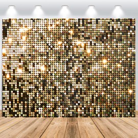 ASDCXZ Gold Photo Wall 1.8 x 1.2 m, Golden Glitter Sequins Dream Background for Birthday, Wedding, Ball & Party, Portrait Photo Studio Background