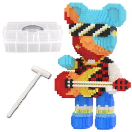 MIKIJOYS Bear Building Blocks with Organizer Bins (3000PCS), Fluorescent Bricks & Stroage Drawer, Gift for Adults & Kids, Ideal for Home & Office Decor, QR Code User Manual, 8883