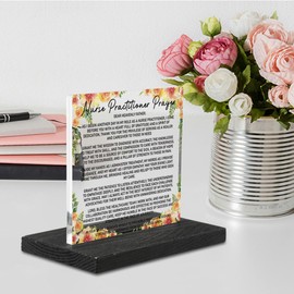 Nurse Practitioner Prayer Gift, Christian Appreciation Desk Sign with Floral Design, Thank You Graduation Gift for NP Women, Inspirational Plaque for Office Nurse Practitioner Week Decor YCT36