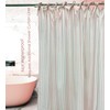 Pink Striped Shower Curtain Hookless Linen Blend Washable for Bathrooms