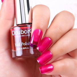 DouborQ Hot Pink Color Jelly Nail Polish Finger Air Dry Long-lasting Nail Art Varnish (14)