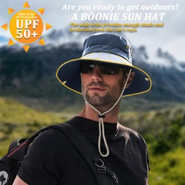 Favuit Sun Hat, Boonie Hat Men Women Bush Hat Wide Brim Outdoor Hat UV Protection Sun Protection Foldable Hiking Hat Fishing Hat Garden Hat Fishing Hat Bush Hats, blue