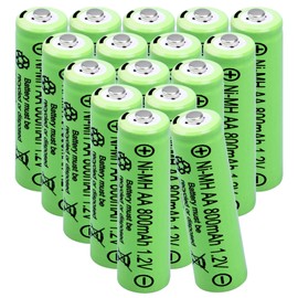 Yibatopow 16 Packs 1.2V Ni-MH Rechargeable AA Batteries 800mah,Double A Pre-Charged Battery for Outdoor Solar Lights,Solar lamp Post,Solar Lawn Lamp,String Lights, Pathway Lights