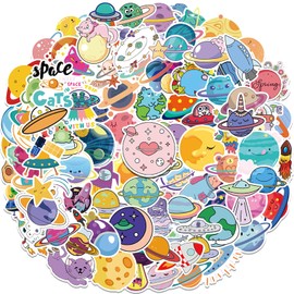 VERKSTAD Christmas 100 PCS Water Bottle Stickers for Kids,Waterproof Vinyl Space Planet Stickers for Children,Skateboard,Laptop Sticker for Girls Boys Classroom Prizes