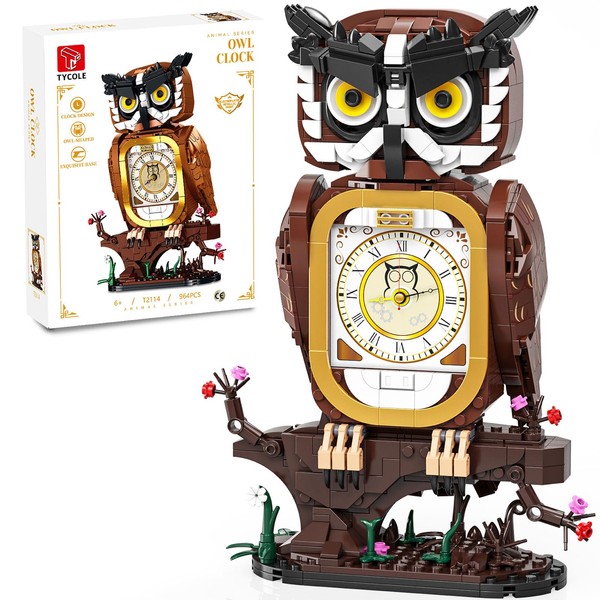 TGL TYCOLE Owl Clock Building Blocks Set,STEM Building Toys with