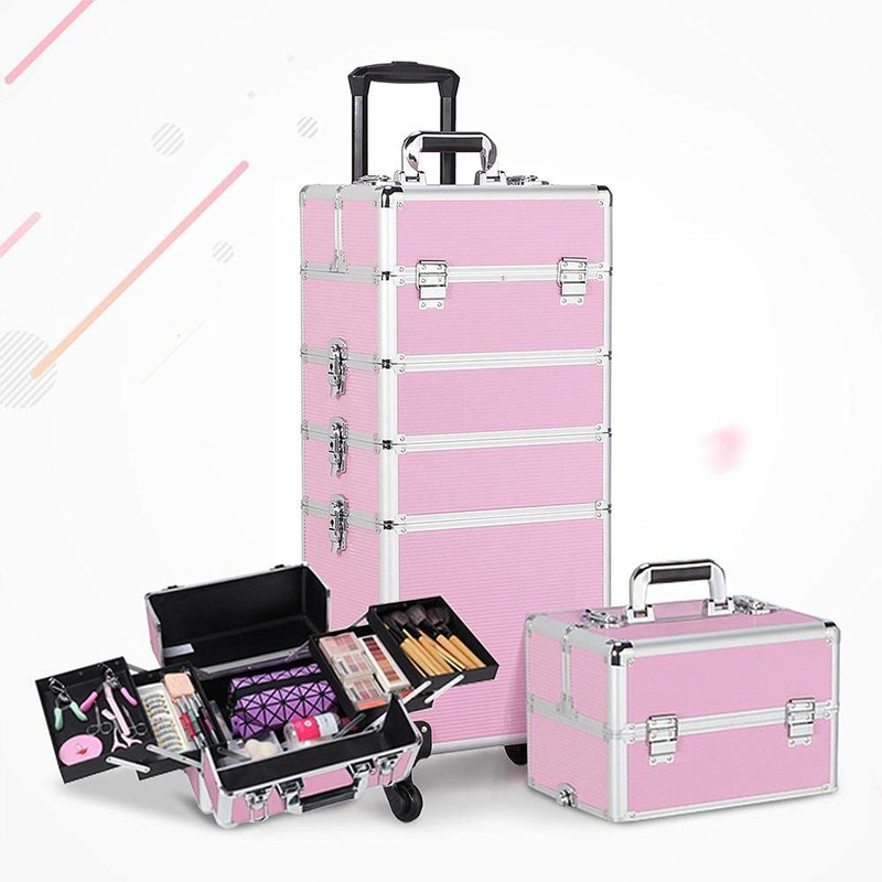 Yaheetech Professional Makeup Train Case 4 in 1 Rolling Cosmetic
