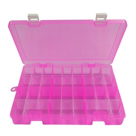 DUOFIRE Plastic Organizer Container Storage Box Adjustable Divider Removable Grid Compartment Big Clear Slot Box for Jewelry Beads Earring Container Tool Fishing Hook Small Accessories, Pink 34 Grids