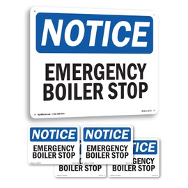 Emergency Boiler Stop OSHA Notice Rigid Plastic Sign 24 Inch x 18 Inch - 5 Pack