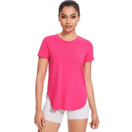 Cosy Pyro 4-Pack Workout Tops for Women UPF 50+ Yoga Shirts Short Sleeve Athletic T-Shirts Quick Dry Running Gym Tee Black/Gray/Blue/Rose L