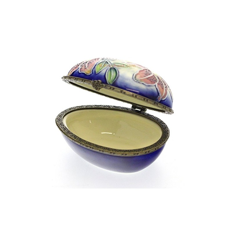 Old Tupton Ware Lily, lying egg shaped hinged trinket box