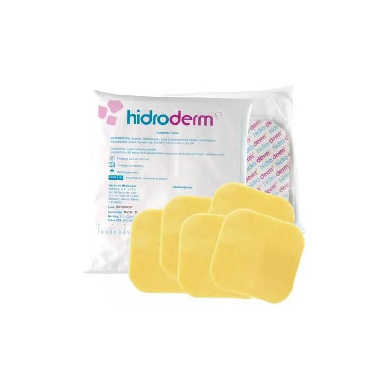 Aposito Parche Hidrocoloide Hidroderm de 10x10cm 5pzas