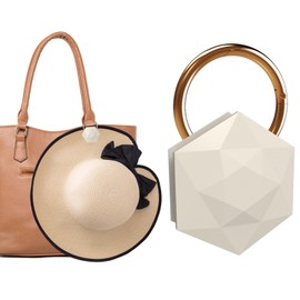 MAGTOBO Magnetic Hat Clip for Travel on Bag High Strength Magnet Hat Holder Fits on Backpacks Purses Totes Diamond Exterior Design, Stylish and Generous, Creative Gift for Women (Beige)