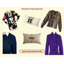 SEW TRENDZ Chinese Frogs Button Closures Hook & Eye Fastener - Sewing Quilting Renaissance Costumes Coats Capes Jackets-Dark Taupe-4"x2"-Angel Flower - 1 Pair/pk - #4754