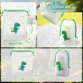 NlsqEU Dino Party Bag Children's Birthday Party Bag, Dinosaur Drawstring Bag, Dinosaur Egg Toy, Masks, Stickers, Bookmark, Snap Bracelet, Gyro, Dino Birthday Decoration