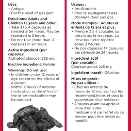 Wampole Activated Charcoal – Digestion Relief – 60 Capsules