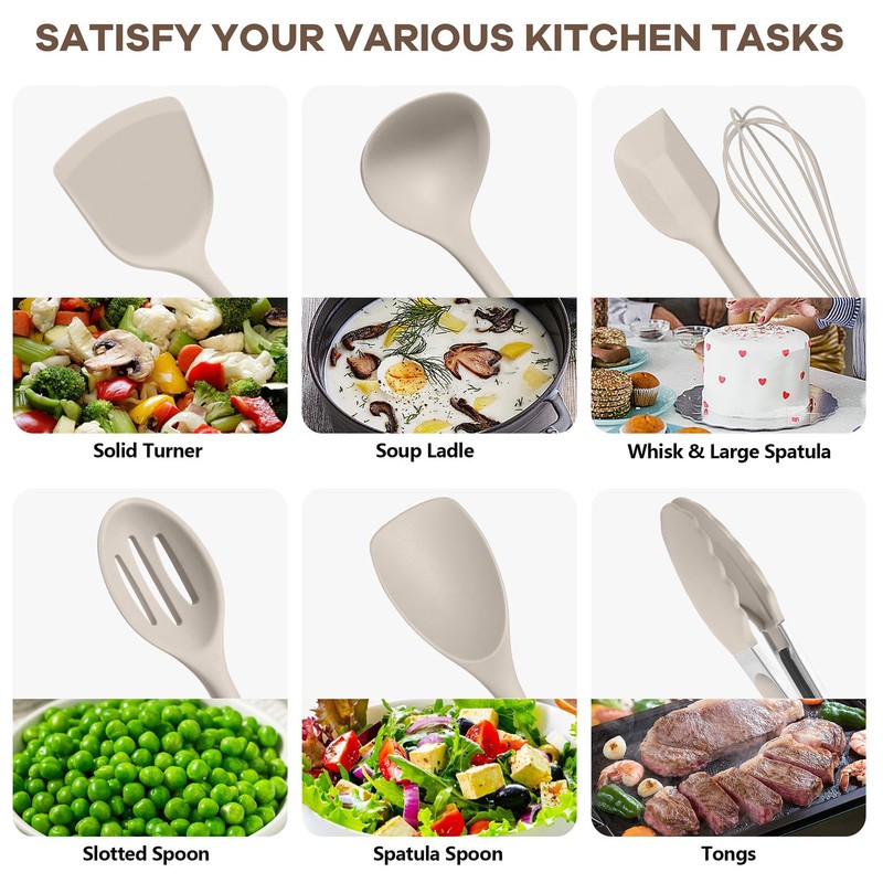 TeamFar Kitchen Cooking Utensils, 10 pcs Silicone Cooking Utensils Set,