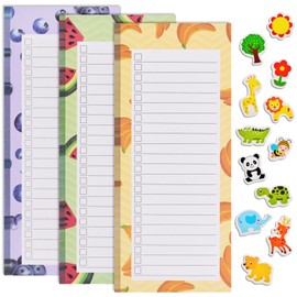 AUAUY Magnetic Notepads, Pack of 3 Large Shopping List Magnetic Fridge with 12 Animal Magnets, To Do List Pad, Notepads, Todo List, Shopping List Pad, Notepad 50 Sheets/Pad