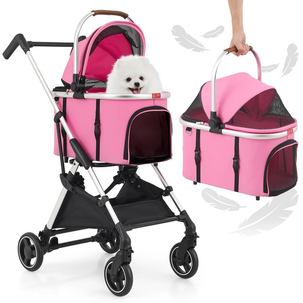 MoNiBloom Pet Stroller for Small/Medium Dogs w/Detachable Carrier & Lightweight