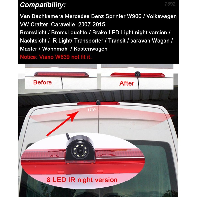 Kalakass 170° Angle HD CCD 3rd Brake Light Reversing Camera