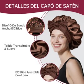 Tubos para Cabello Sin Calor: 3 Piezas Heatless Curls con Gorro de Satin para Dormir y Bufanda de Seda Suave, Gorro de Satin, Sin Daños, Regalos para Mujeres (Marrón oscuro)